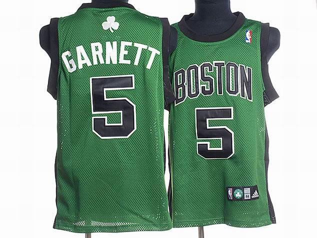 NBA Boston Celtics 5 Kevin Garnett Authentic Road Green Black Number Jersey